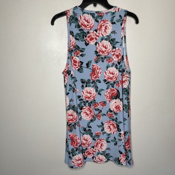 Show Me Your MuMu Dress Women Small S Grayson Tunic Floral Mini Deep-V Blue Pink - Picture 4 of 7